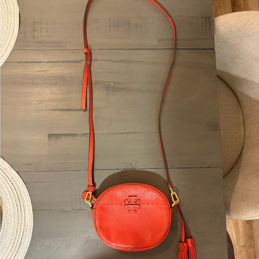 Tory Burch Mini McGraw Round Red Crossbody Bag